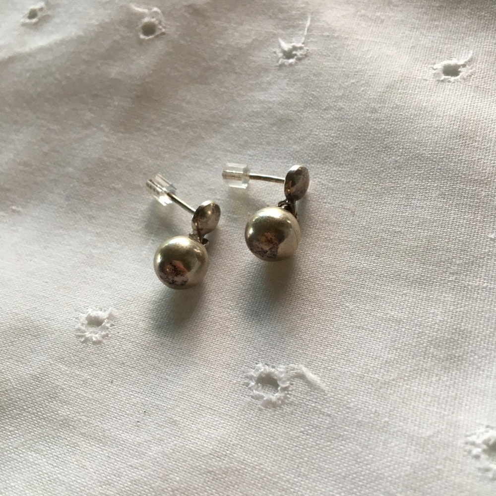 🌼Simple silver ball dangle earrings